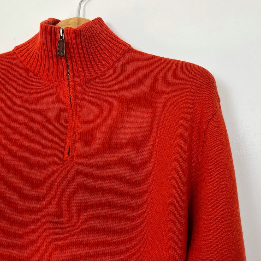 J. Crew Men's Orange Red Cotton Cashmere‎ Quarter Zip Pullover Sweater Size XL - Picture 5 of 11